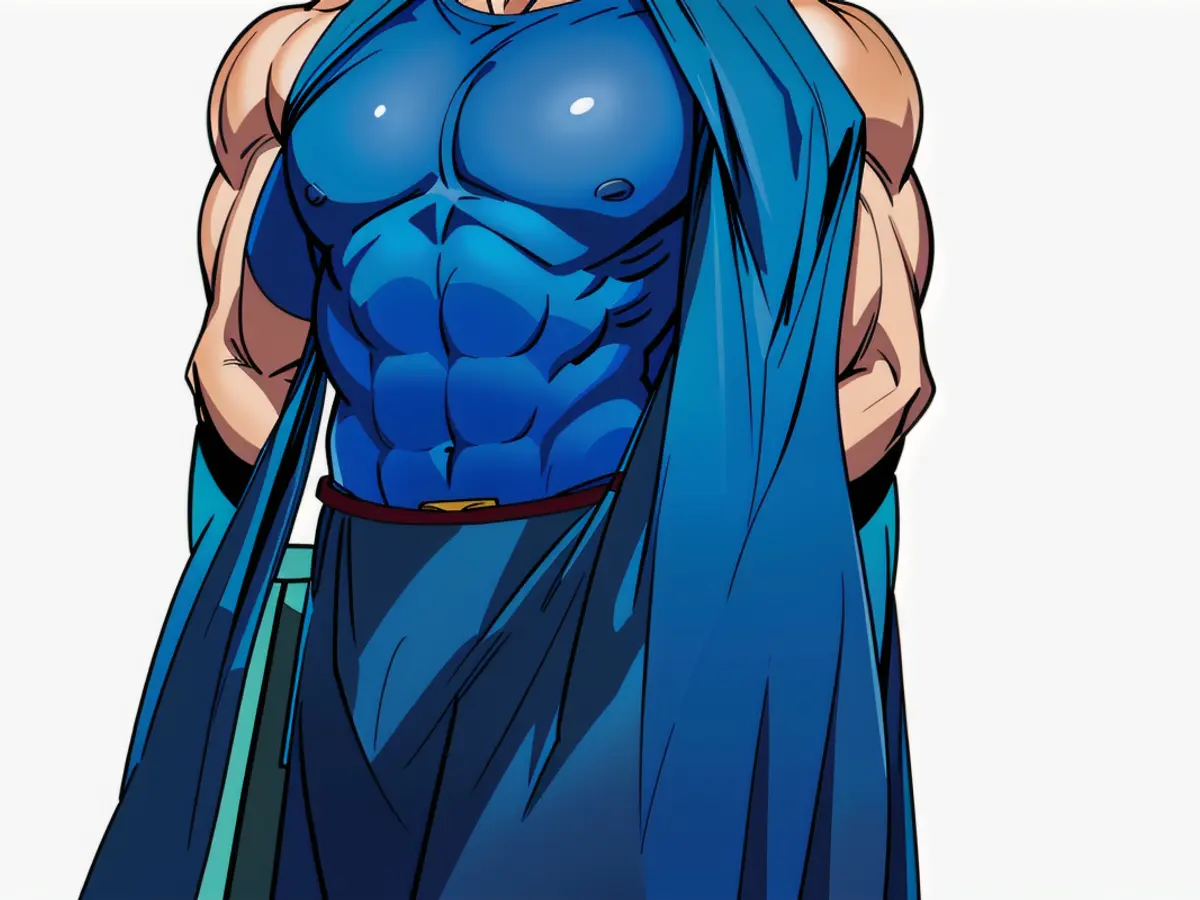 Suspect on the run after bank robbery in broad daylight, $50,000 cash stolen. Individual adorning a blue, sleeveless gown in attire.